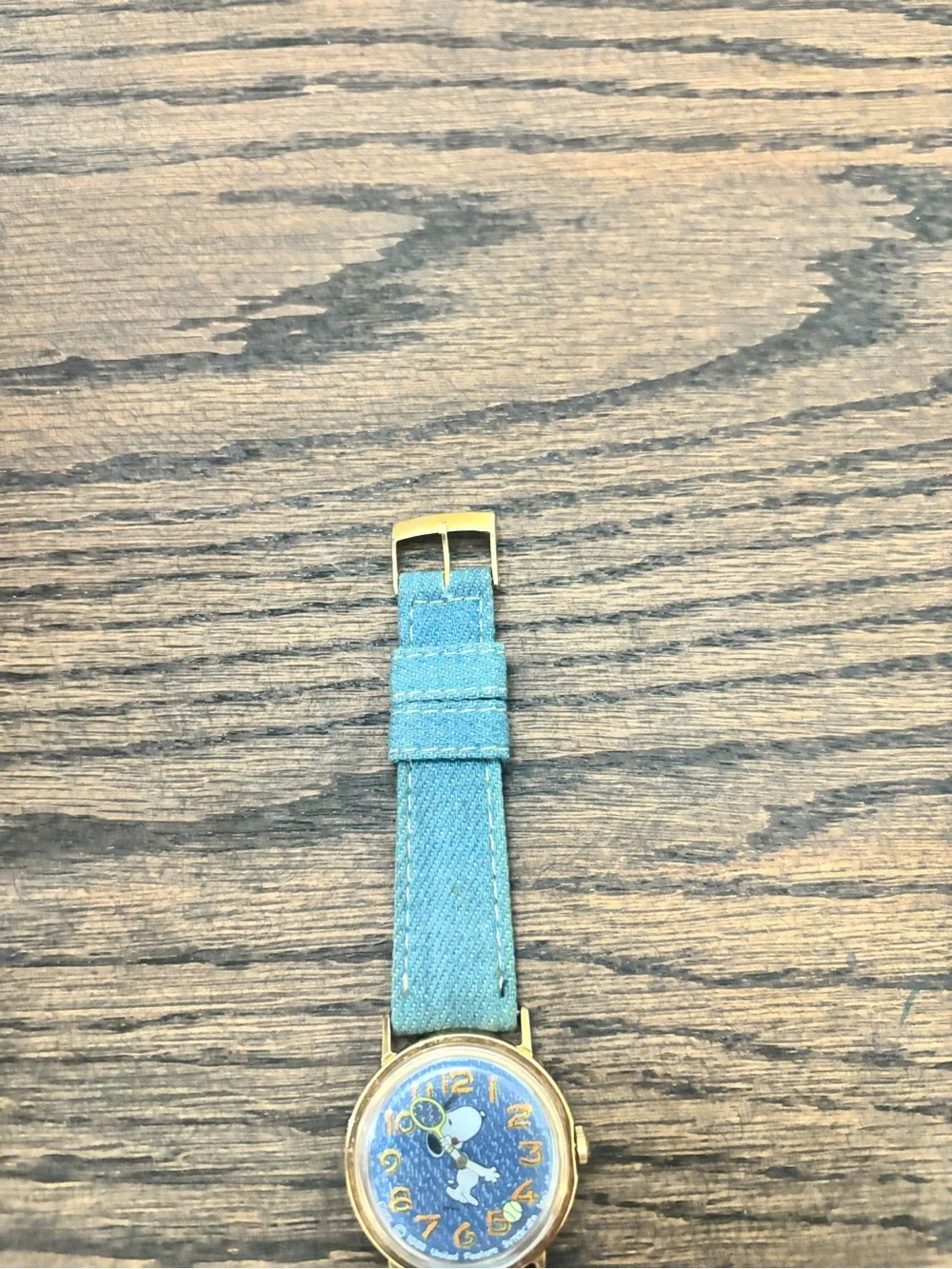 Rare Vintage Timex Snoopy Mechanical Wind-Up Watch Original Denim Band